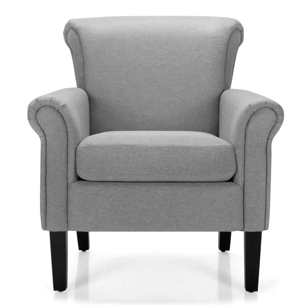 Upholstered Fabric Accent Chair with Adjustable Foot Pads-Light Gray - Light Gray - Accent Chairs