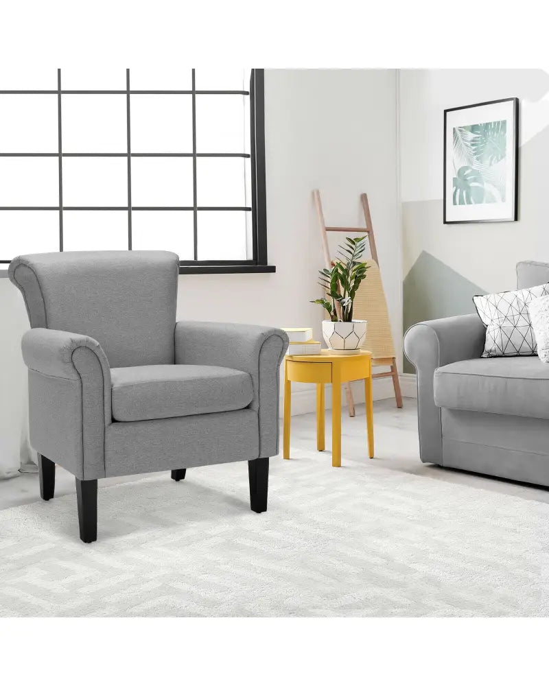 Upholstered Fabric Accent Chair with Adjustable Foot Pads-Light Gray - Light Gray - Accent Chairs