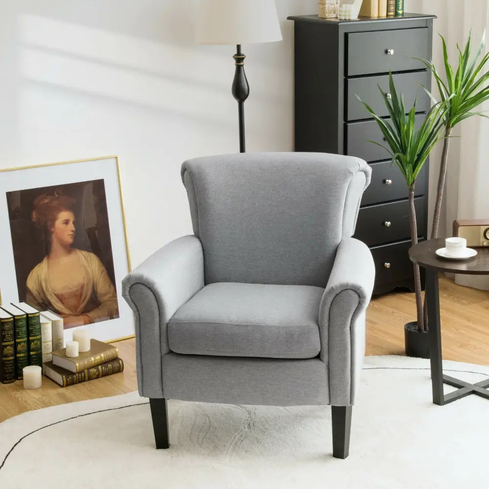 Upholstered Fabric Accent Chair with Adjustable Foot Pads-Light Gray - Light Gray - Accent Chairs
