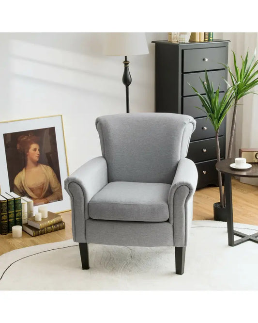 Upholstered Fabric Accent Chair with Adjustable Foot Pads-Light Gray - Light Gray - Accent Chairs