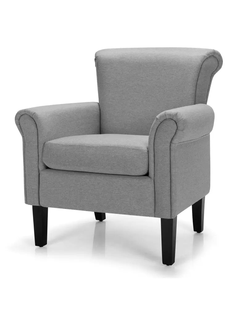Upholstered Fabric Accent Chair with Adjustable Foot Pads-Light Gray - Light Gray - Accent Chairs