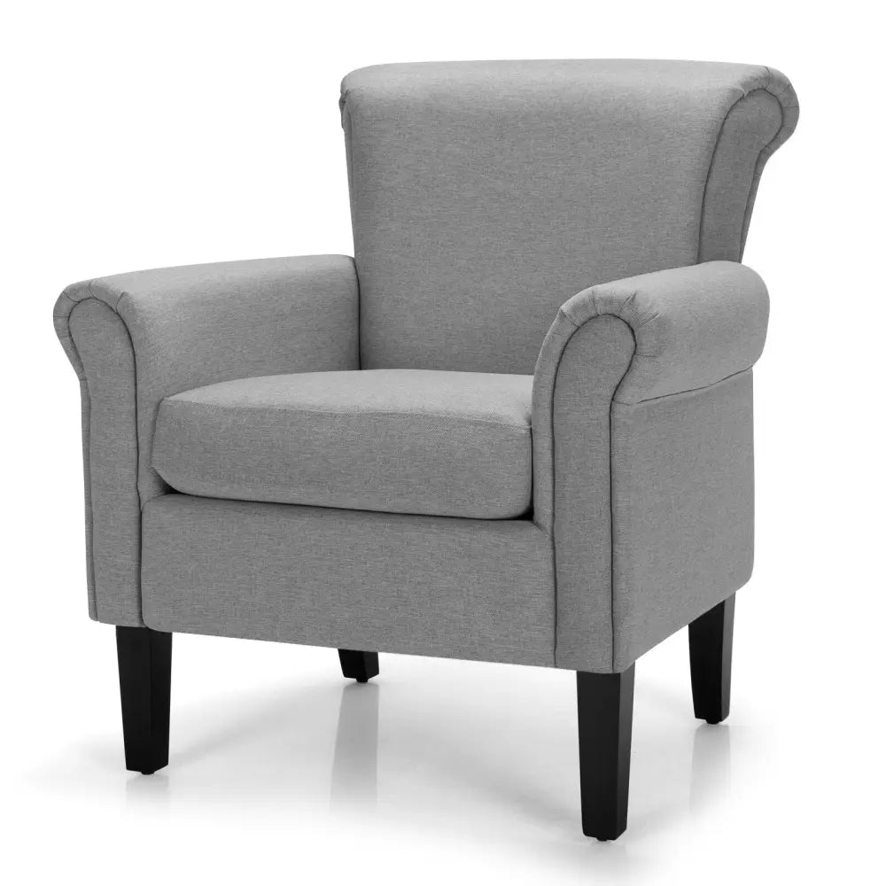 Upholstered Fabric Accent Chair with Adjustable Foot Pads-Light Gray - Light Gray - Accent Chairs