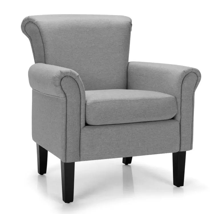 Upholstered Fabric Accent Chair with Adjustable Foot Pads-Light Gray - Light Gray - Accent Chairs