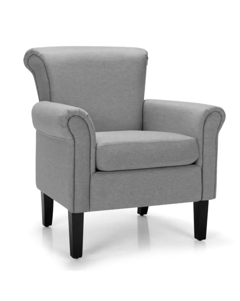 Upholstered Fabric Accent Chair with Adjustable Foot Pads-Light Gray - Light Gray - Accent Chairs