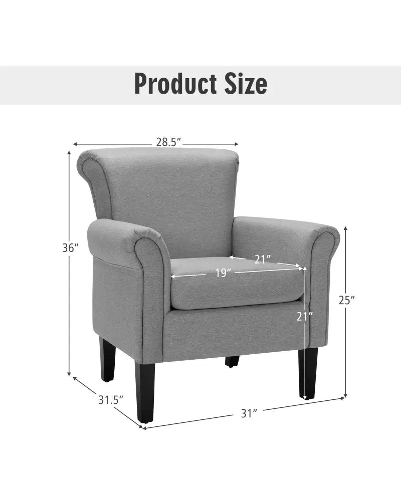Upholstered Fabric Accent Chair with Adjustable Foot Pads-Light Gray - Light Gray - Accent Chairs