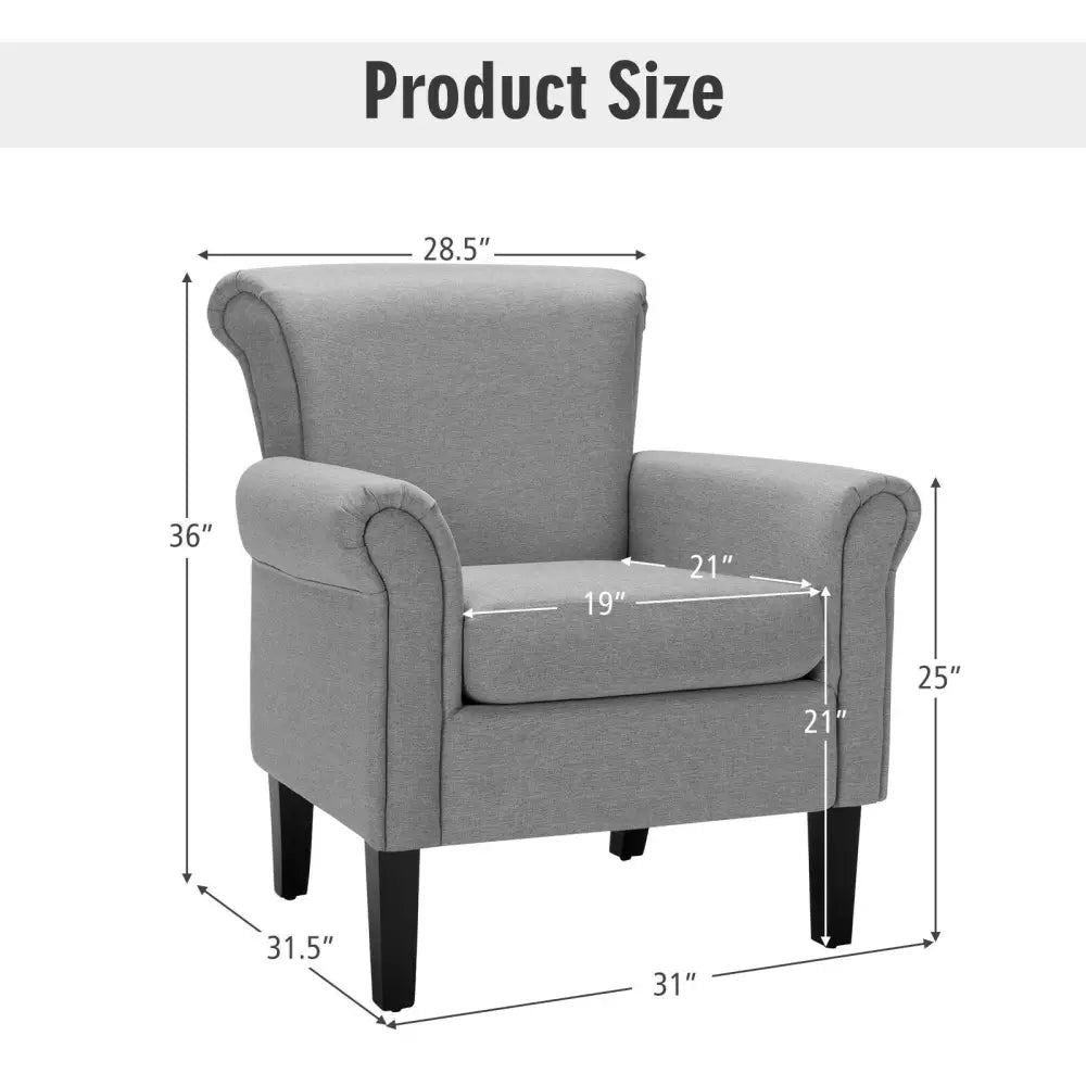 Upholstered Fabric Accent Chair with Adjustable Foot Pads-Light Gray - Light Gray - Accent Chairs