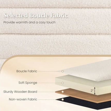 Upholstered Fabric Storage Ottoman Bench for End of Bed with 2 Struts-White - White - Shoe Racks & Storage Benches