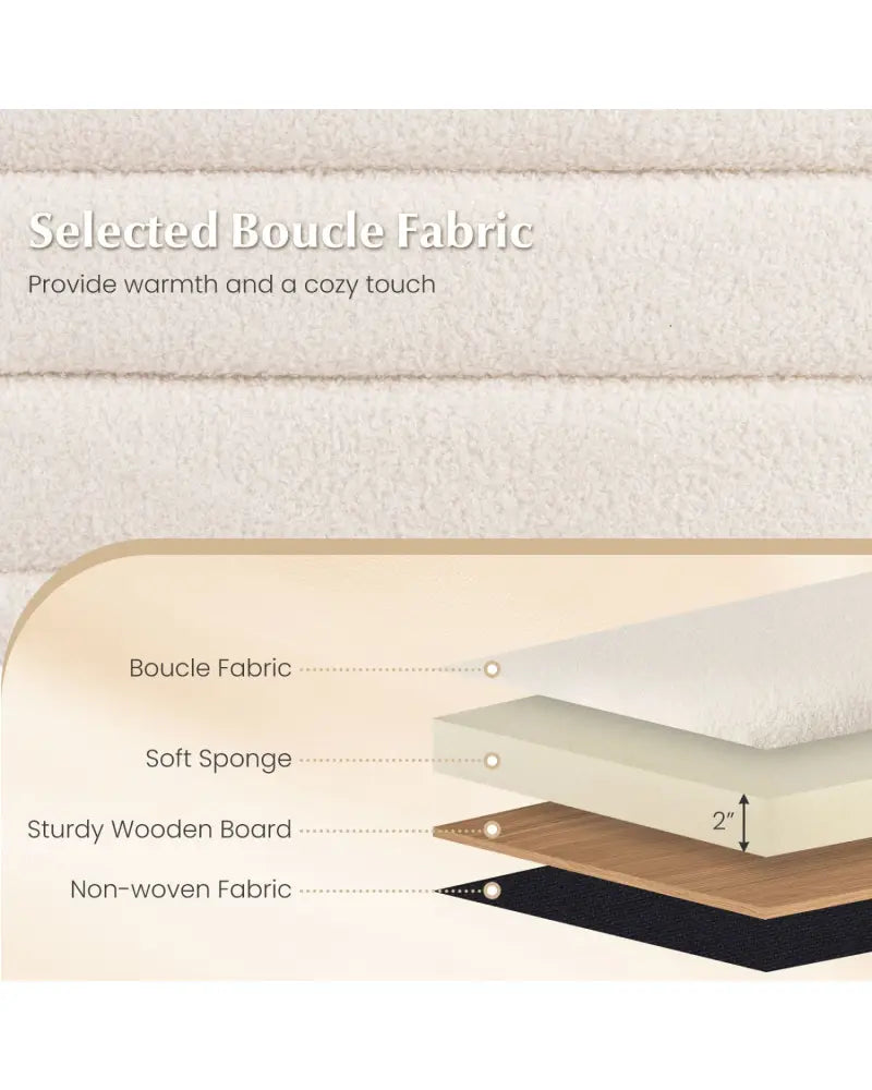 Upholstered Fabric Storage Ottoman Bench for End of Bed with 2 Struts-White - White - Shoe Racks & Storage Benches
