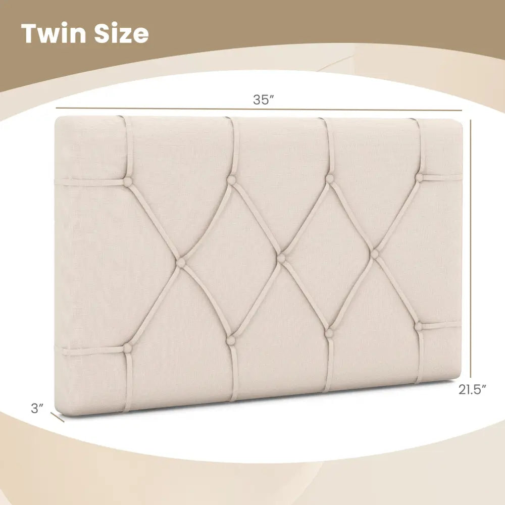 Upholstered Headboard for Twin Size Bed with Fabric Upholstery-Beige - Beige - Headboards