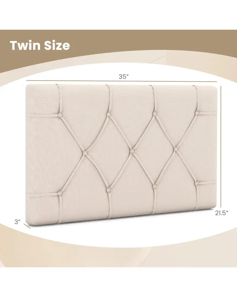 Upholstered Headboard for Twin Size Bed with Fabric Upholstery-Beige - Beige - Headboards
