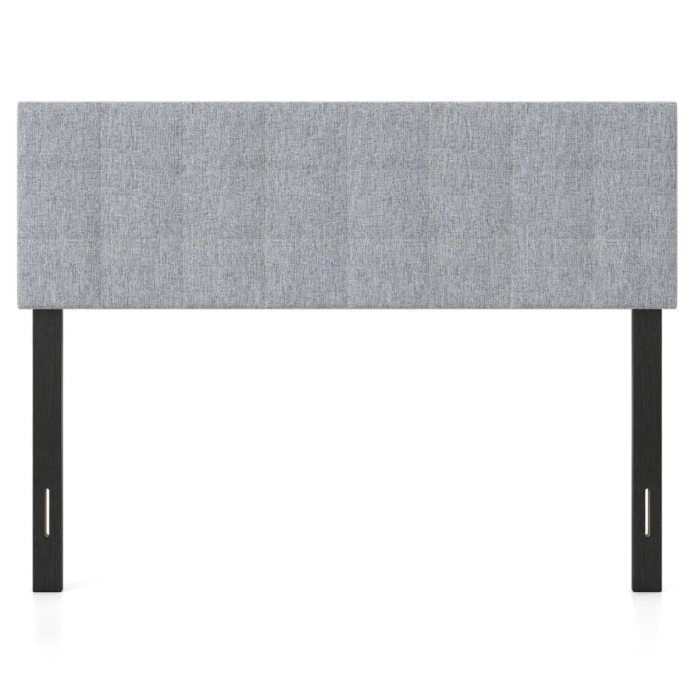 Upholstered Headboard Queen/Full Size Quilted Grid Linen Fabric Bed Frame Mount Panel-Gray - Gray - Headboards