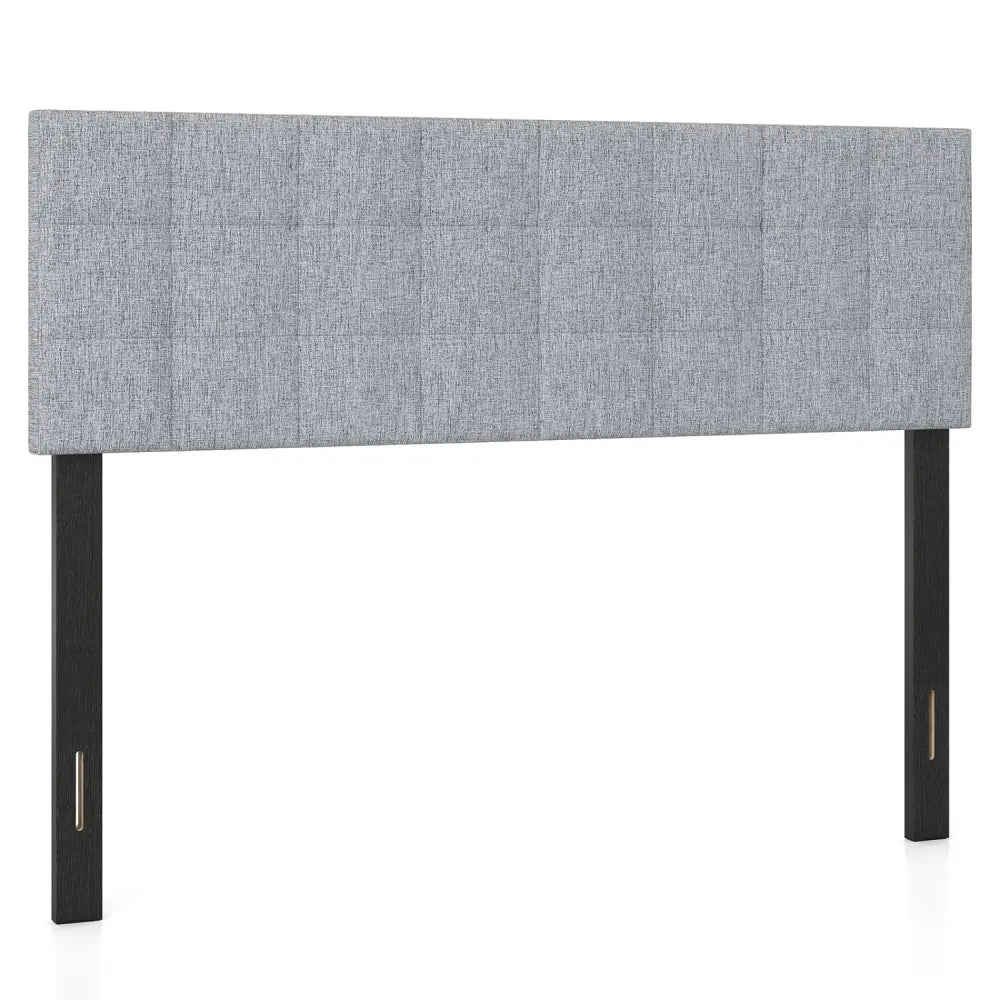 Upholstered Headboard Queen/Full Size Quilted Grid Linen Fabric Bed Frame Mount Panel-Gray - Gray - Headboards