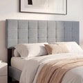 Upholstered Headboard Queen/Full Size Quilted Grid Linen Fabric Bed Frame Mount Panel-Gray - Gray - Headboards