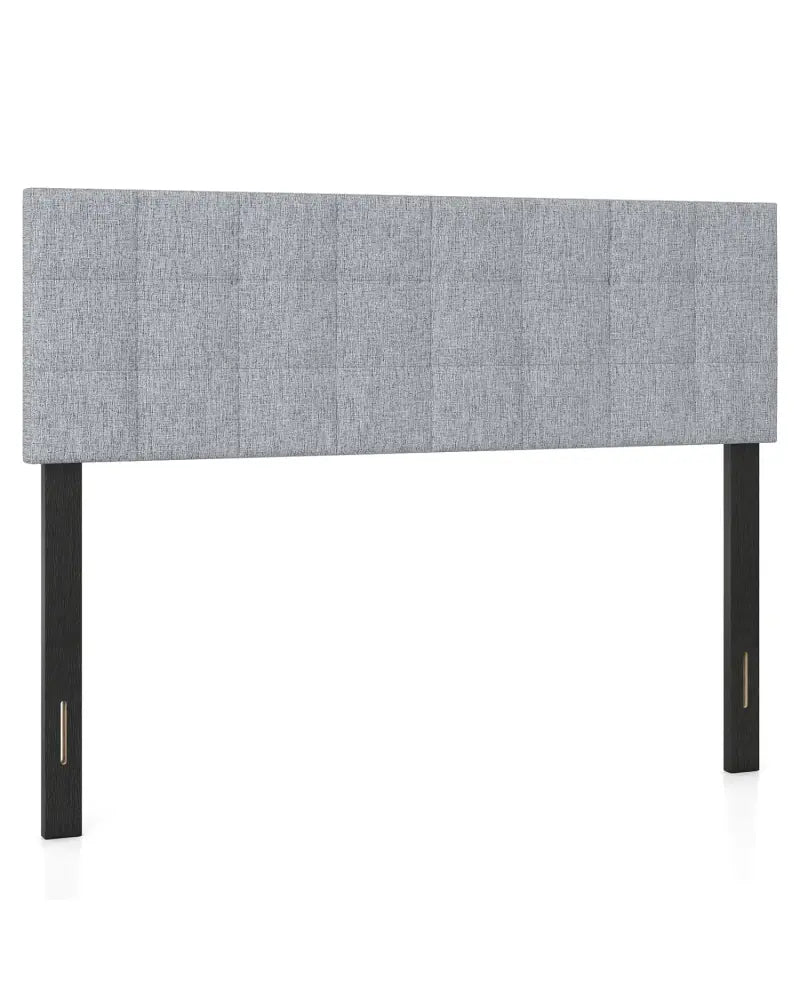 Upholstered Headboard Queen/Full Size Quilted Grid Linen Fabric Bed Frame Mount Panel-Gray - Gray - Headboards
