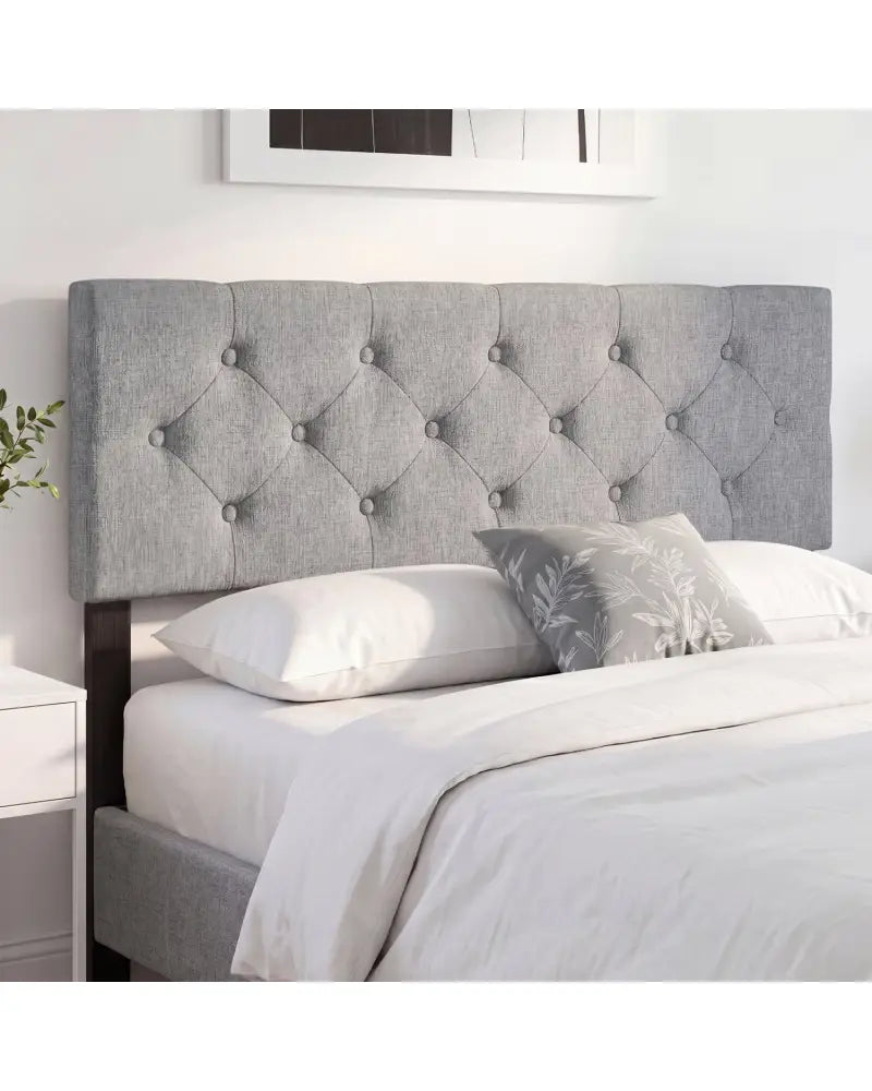 Upholstered Headboard Queen/Full Size Tufted Linen Fabric Bed Frame Mount Panel-Gray - Gray - Headboards