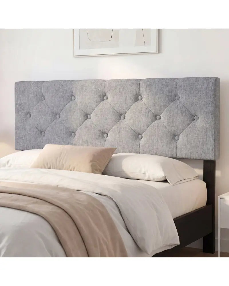 Upholstered Headboard Queen/Full Size Tufted Linen Fabric Bed Frame Mount Panel-Gray - Gray - Headboards
