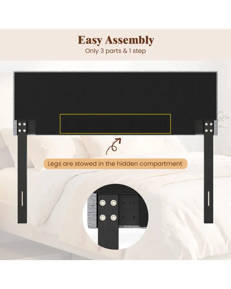 Upholstered Headboard Queen/Full Size Tufted Linen Fabric Bed Frame Mount Panel-Gray - Gray - Headboards