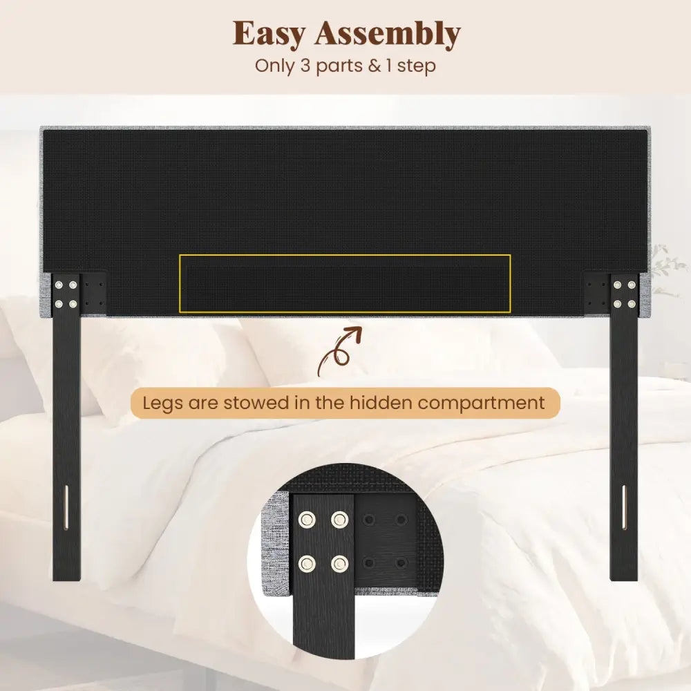 Upholstered Headboard Queen/Full Size Tufted Linen Fabric Bed Frame Mount Panel-Gray - Gray - Headboards