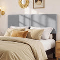 Upholstered Headboard Queen/Full Size Vertical Quilted Linen Fabric Bed Frame Mount Panel-Gray - Gray - Headboards