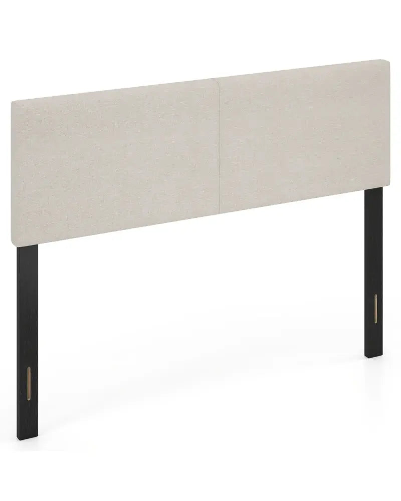Upholstered Headboard Queen/Full Size Vertical Quilted Linen Fabric Bed Frame Mount Panel-Beige - Beige - Headboards