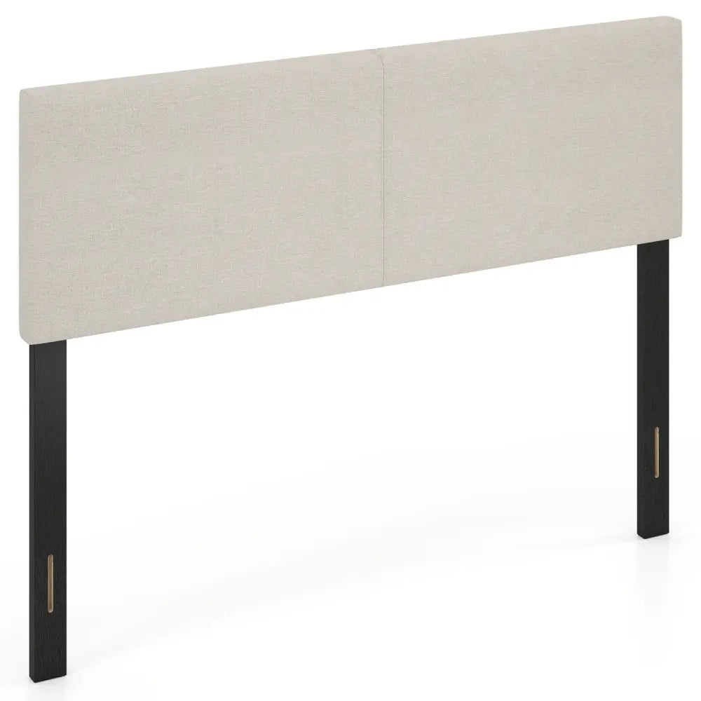 Upholstered Headboard Queen/Full Size Vertical Quilted Linen Fabric Bed Frame Mount Panel-Beige - Beige - Headboards