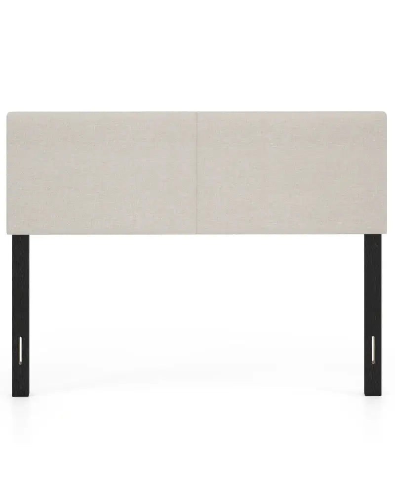 Upholstered Headboard Queen/Full Size Vertical Quilted Linen Fabric Bed Frame Mount Panel-Beige - Beige - Headboards