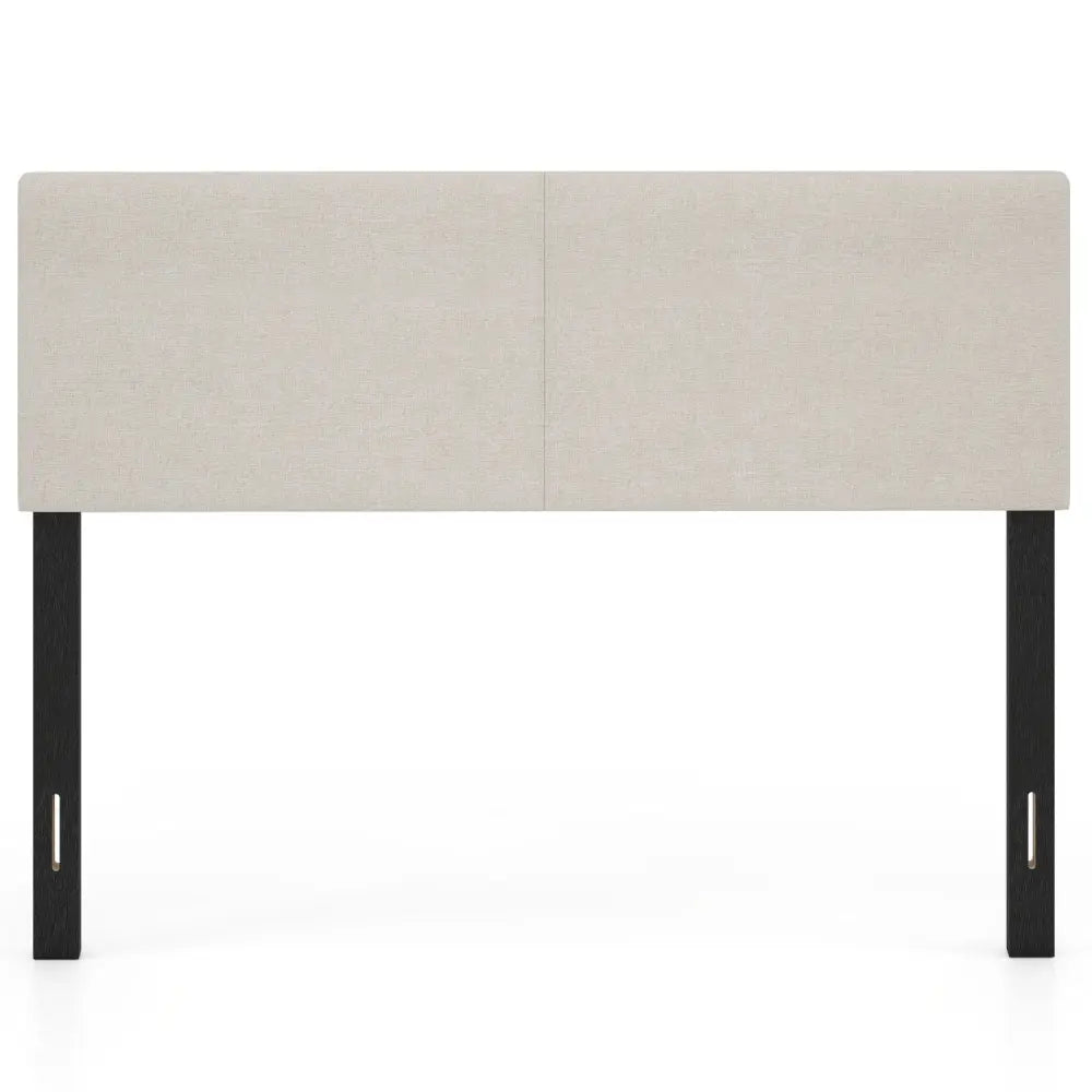 Upholstered Headboard Queen/Full Size Vertical Quilted Linen Fabric Bed Frame Mount Panel-Beige - Beige - Headboards