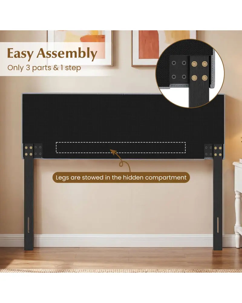 Upholstered Headboard Queen/Full Size Vertical Quilted Linen Fabric Bed Frame Mount Panel-Gray - Gray - Headboards