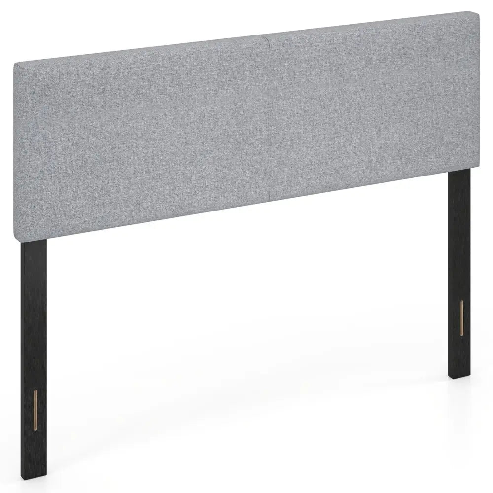 Upholstered Headboard Queen/Full Size Vertical Quilted Linen Fabric Bed Frame Mount Panel-Gray - Gray - Headboards