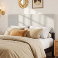Upholstered Headboard Queen/Full Size Vertical Quilted Linen Fabric Bed Frame Mount Panel-Beige - Beige - Headboards