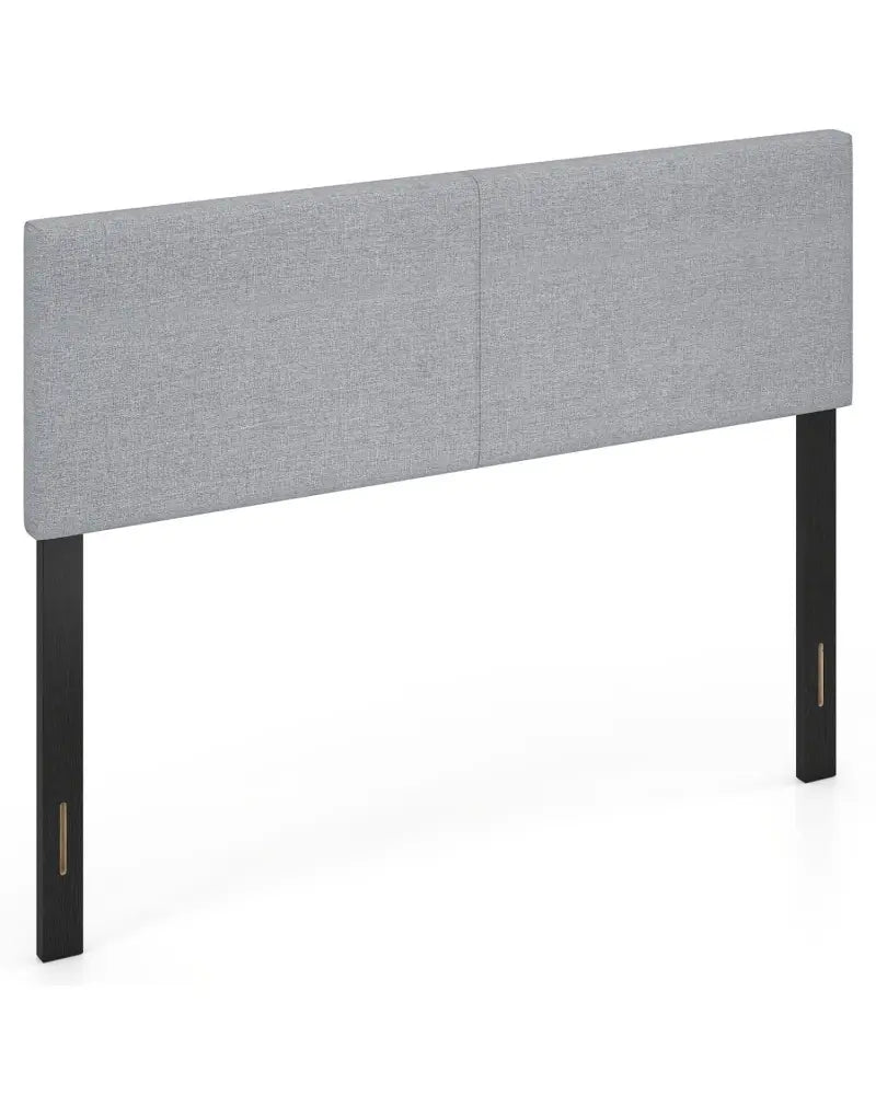 Upholstered Headboard Queen/Full Size Vertical Quilted Linen Fabric Bed Frame Mount Panel-Gray - Gray - Headboards