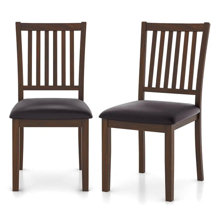 Upholstered Modern Dining Chair Set of 2 with Slanted High Backrest-Brown - Brown - Dining Chairs