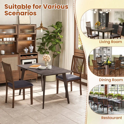 Upholstered Modern Dining Chair Set of 2 with Slanted High Backrest-Brown - Brown - Dining Chairs