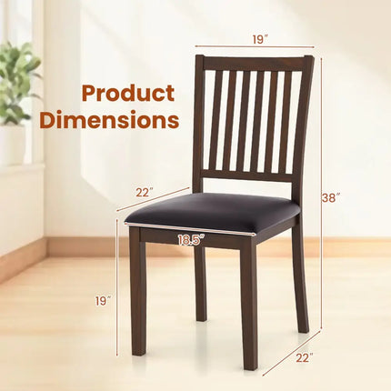 Upholstered Modern Dining Chair Set of 2 with Slanted High Backrest-Brown - Brown - Dining Chairs