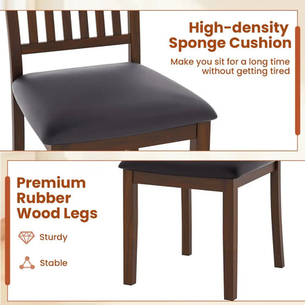 Upholstered Modern Dining Chair Set of 2 with Slanted High Backrest-Brown - Brown - Dining Chairs