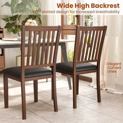 Upholstered Modern Dining Chair Set of 2 with Slanted High Backrest-Brown - Brown - Dining Chairs