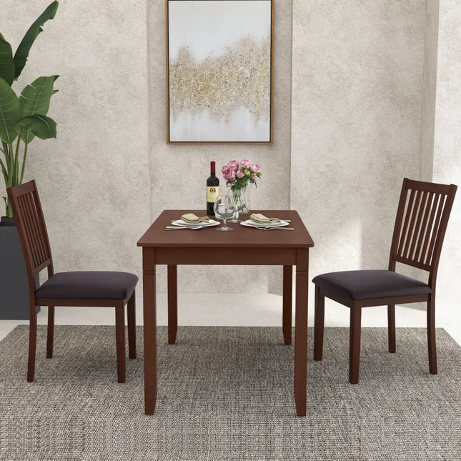 Upholstered Modern Dining Chair Set of 2 with Slanted High Backrest-Brown - Brown - Dining Chairs