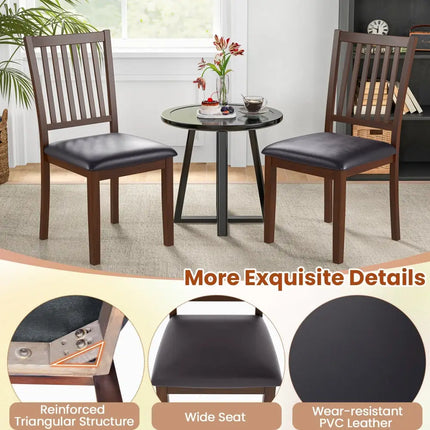 Upholstered Modern Dining Chair Set of 2 with Slanted High Backrest-Brown - Brown - Dining Chairs