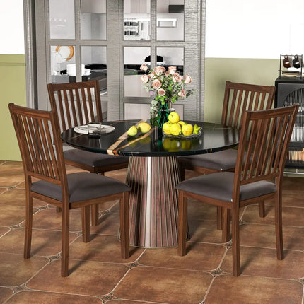 Upholstered Modern Dining Chair Set of 2 with Slanted High Backrest-Brown - Brown - Dining Chairs