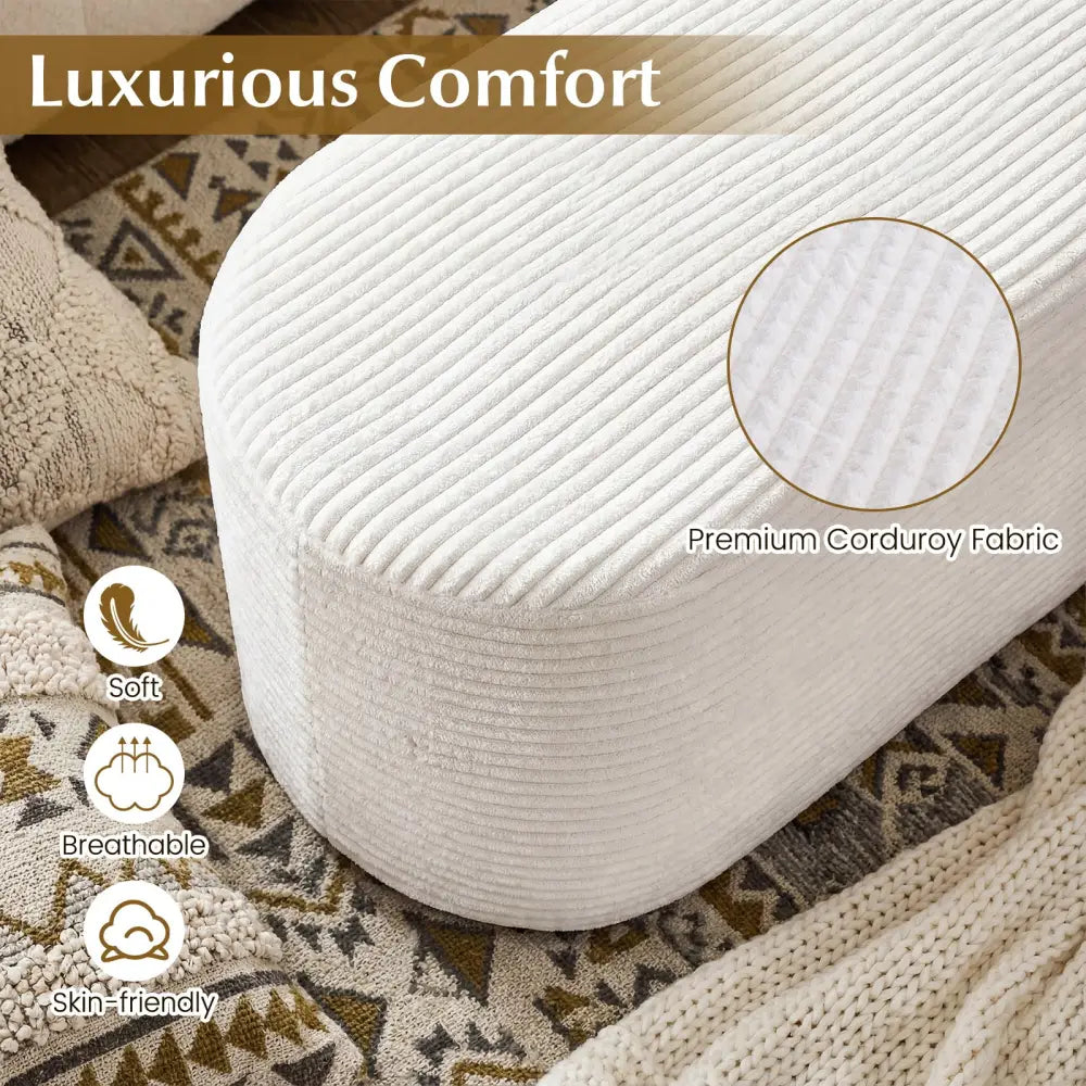Upholstered Ottoman Bench with High-Density Sponge-Beige - Beige - Ottomans