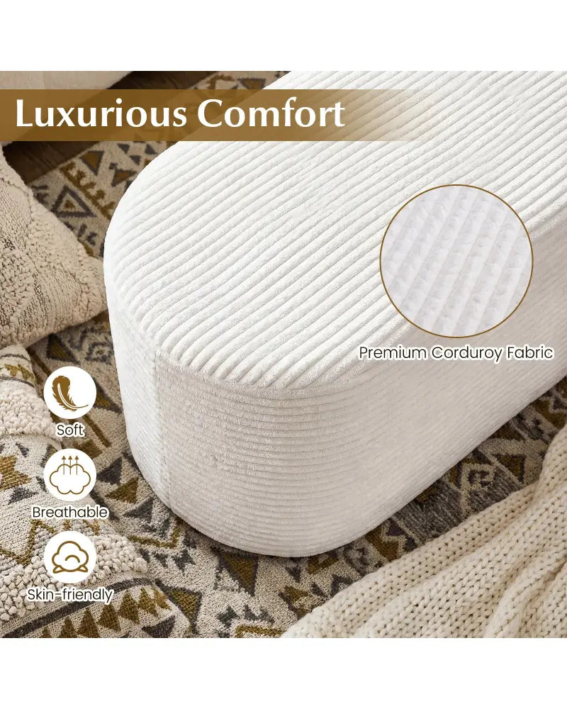 Upholstered Ottoman Bench with High-Density Sponge-Beige - Beige - Ottomans