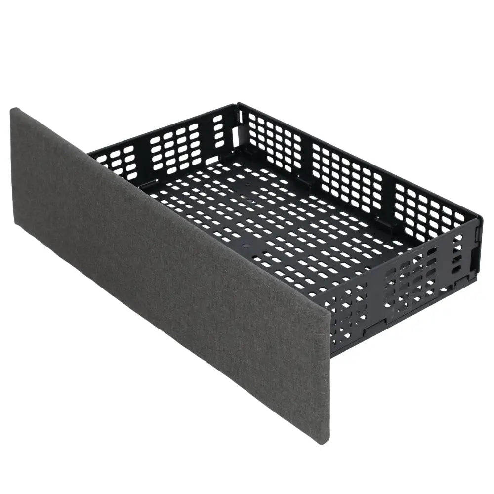Upholstered Queen LED Bed Frame with Headboard and 4 Drawers-Queen Size - Gray - Simple Bed Frame