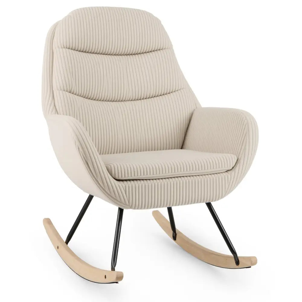 Upholstered Rocking Chair Nursery Glider Rocker with Padded Backrest and Seat-Beige - Beige - Chairs