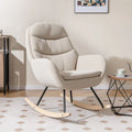 Upholstered Rocking Chair Nursery Glider Rocker with Padded Backrest and Seat-Beige - Beige - Chairs