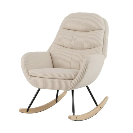 Upholstered Rocking Chair Nursery Glider Rocker with Padded Backrest and Seat-Beige - Beige - Chairs