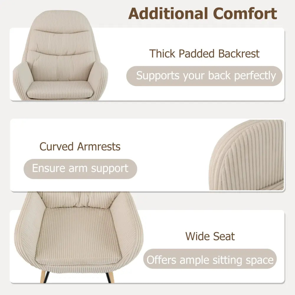 Upholstered Rocking Chair Nursery Glider Rocker with Padded Backrest and Seat-Beige - Beige - Chairs