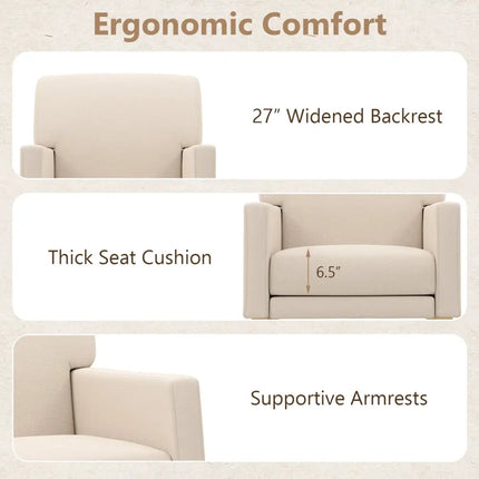 Upholstered Rocking Chair with and Solid Wood Base-Beige - Beige - Accent Chairs