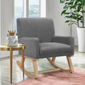Upholstered Rocking Chair with and Solid Wood Base-Gray - Gray - Accent Chairs