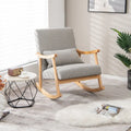 Upholstered Rocking Chair with Pillow and Rubber Wood Frame-Gray - Gray - Accent Chairs