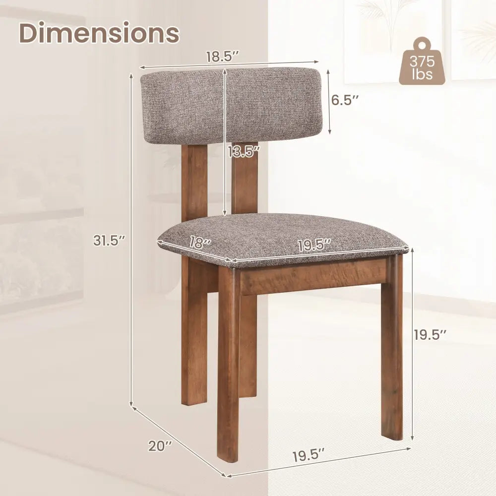 Upholstered Rubber Wood Dining Chairs Set of 4 with Curved Backrest-Walnut - Walnut - Dining Chairs